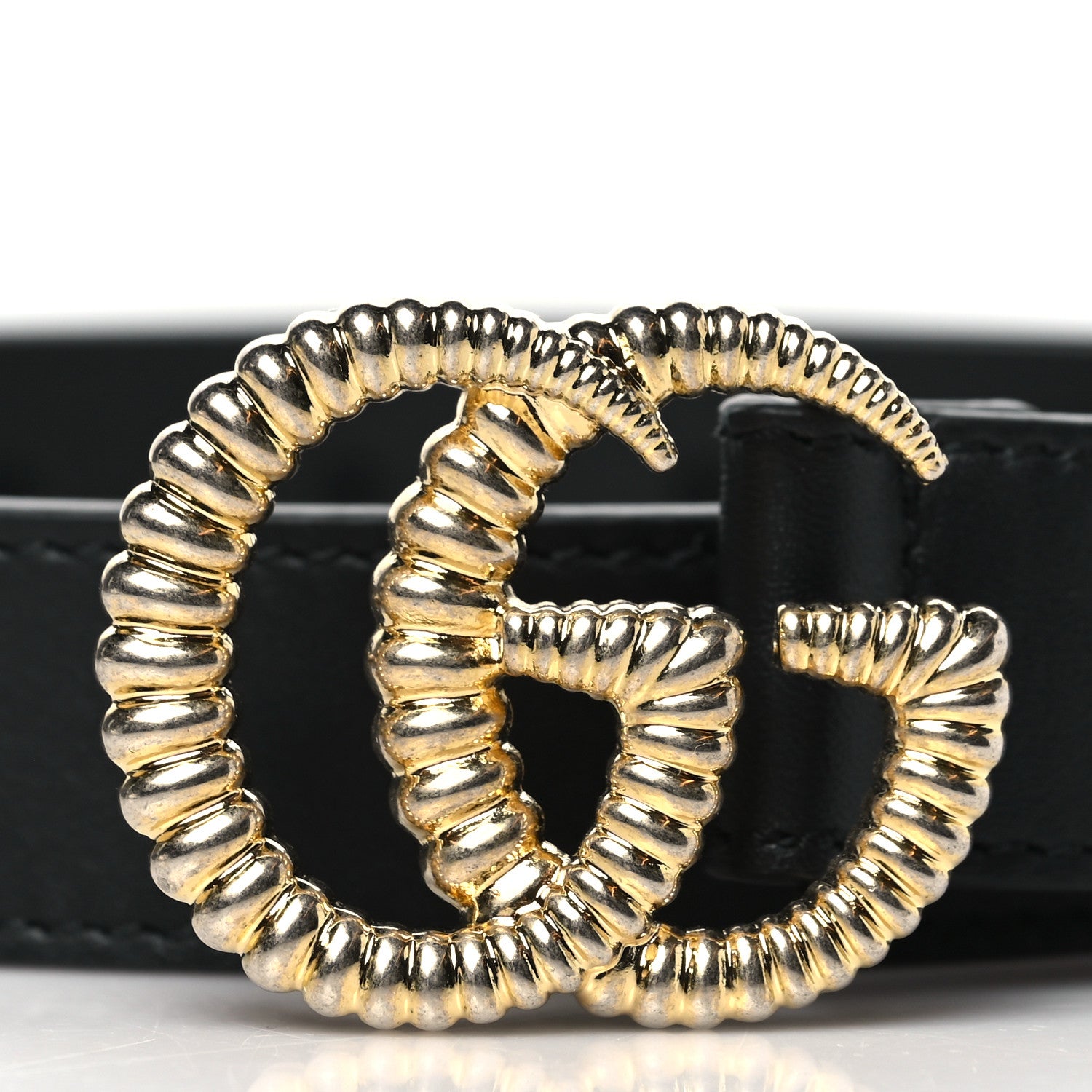 Gucci Moon Calfskin Torchon Double G 25mm Belt 85 34 Black 2 of 6