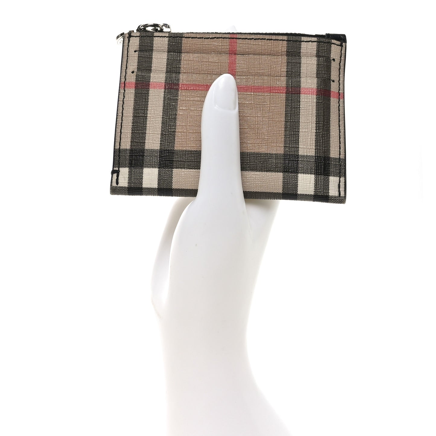Canvas Vintage Check Zip Card Holder Black