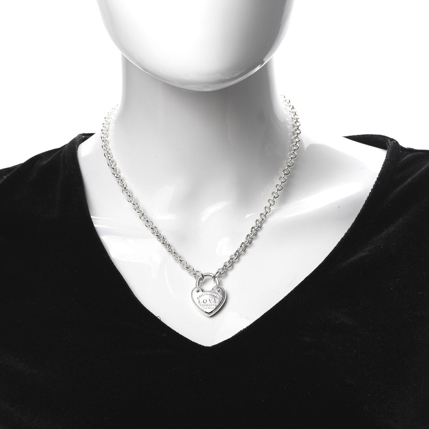 Sterling Silver Return To Tiffany Love Heart Lock Pendant Necklace
