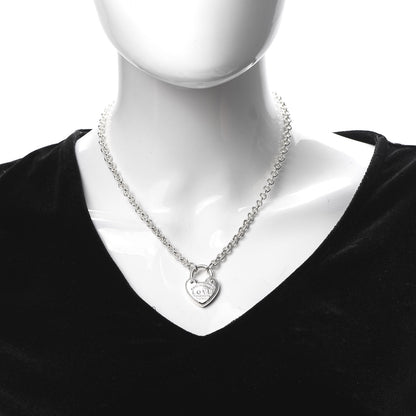 Tiffany Sterling Silver Return To Tiffany Love Heart Lock Pendant Necklace 2 of 4
