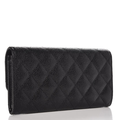Chanel Caviar Quilted Large Gusset Flap Wallet Black 3 of 9