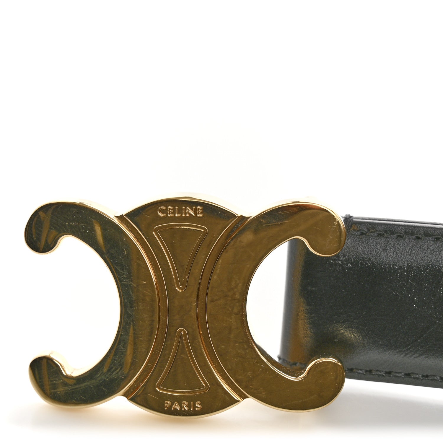 Celine Box Calfskin Teen 13mm Triomphe Belt 75 30 Black 1741857