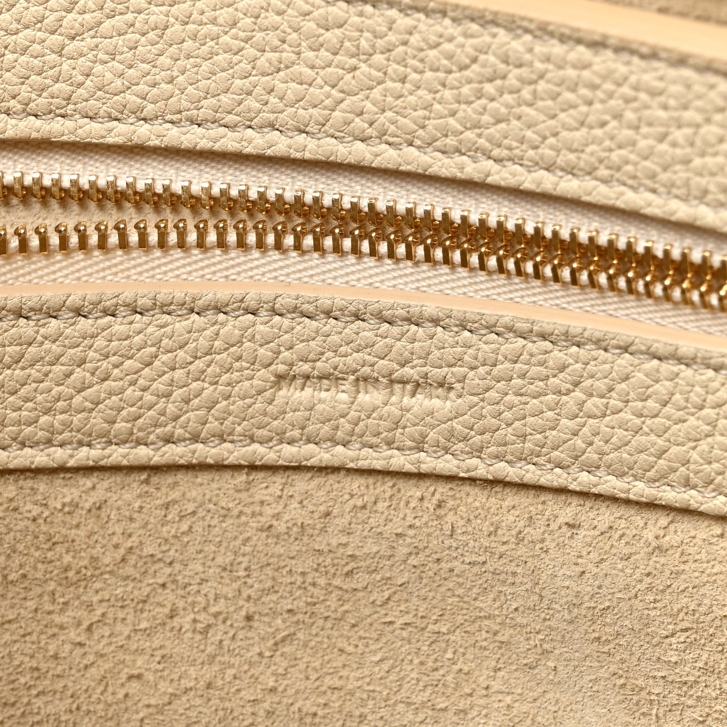 Celine Soft Grained Calfskin Small Belt Cabas Phantom Cream 7 of 12