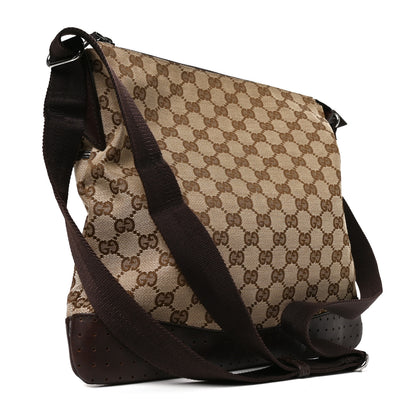 Gucci Monogram Calfskin Perforated Medium Flat Messenger Bag Dark Brown 3 of 10