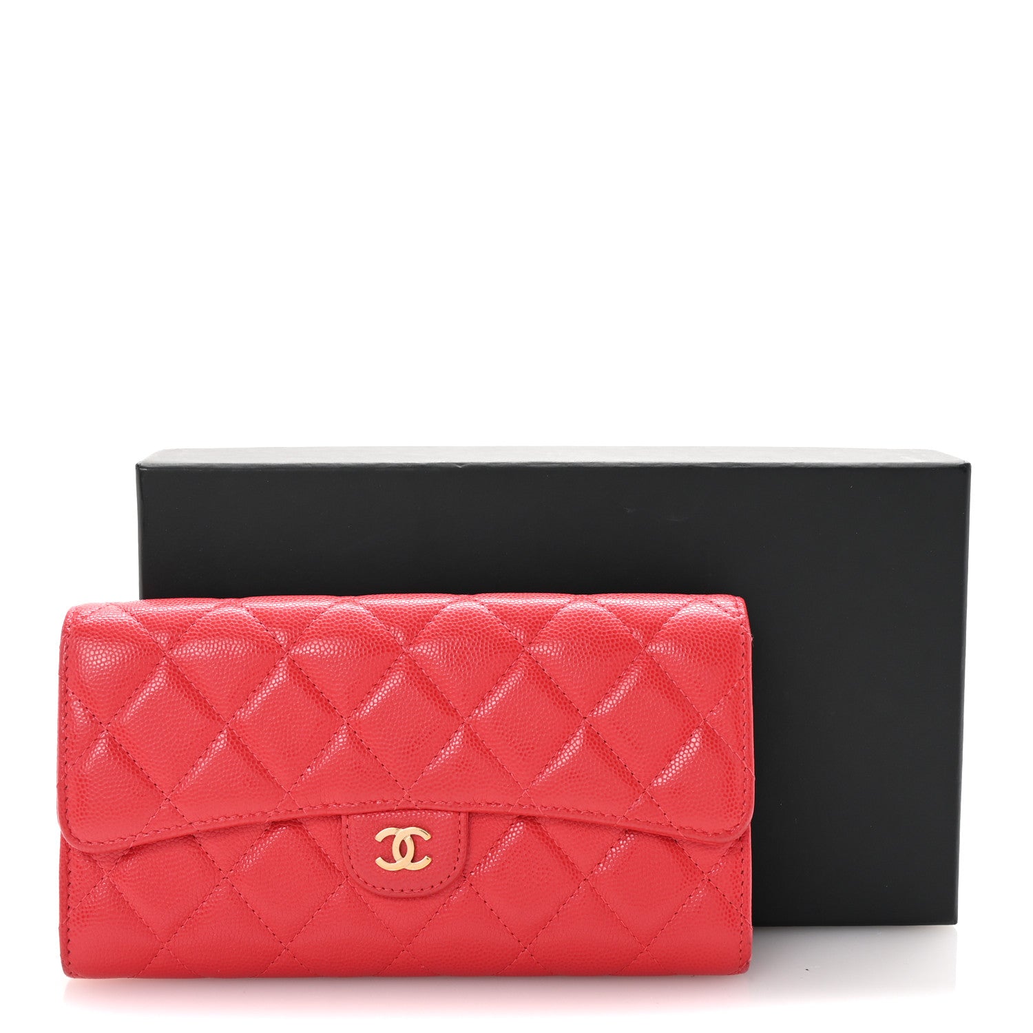 Chanel Caviar Quilted Large Gusset Flap Wallet Red 9 of 9