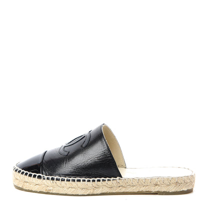 Chanel Iridescent Goatskin Patent CC Espadrille Mules 36 Black 1 of 11