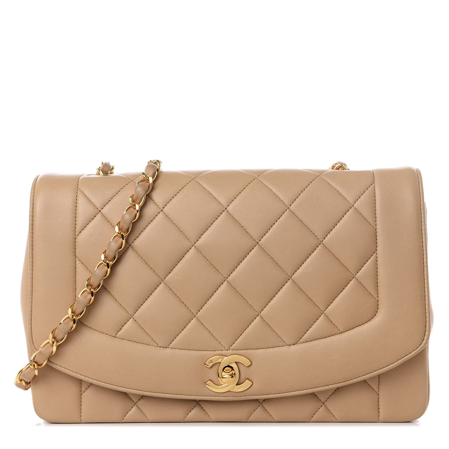 Chanel Lambskin Quilted Medium Single Flap Beige 1 of 8