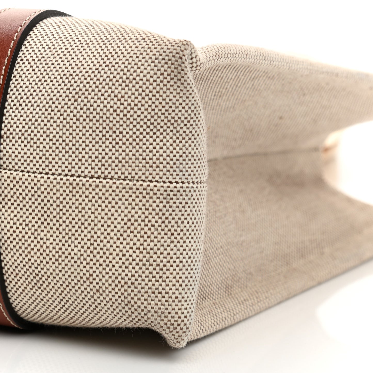 Cotton Calfskin Medium Woody Ribbon Tote White Brown