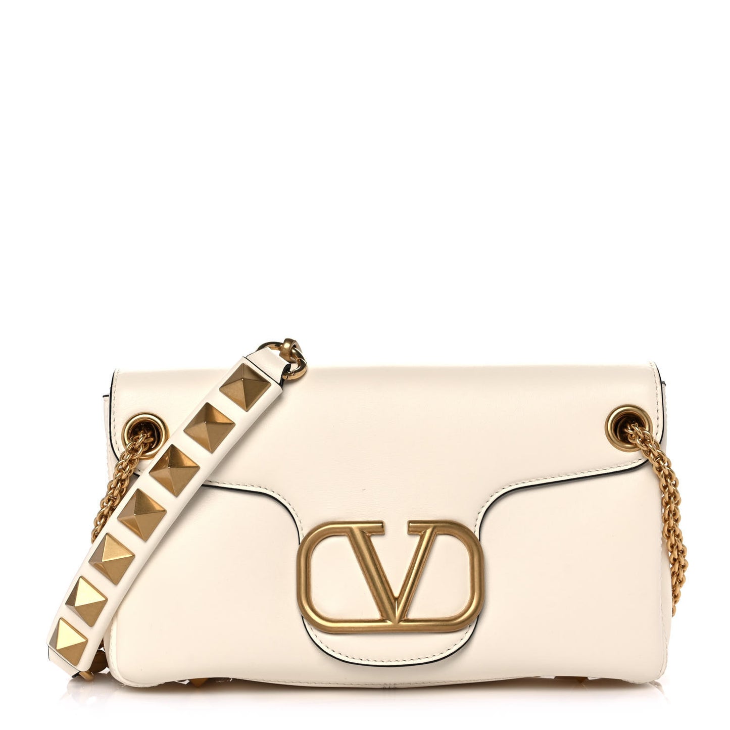 Nappa Stud Sign Shoulder Bag Ivory