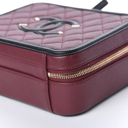 Chanel Caviar Quilted Medium CC Filigree Vanity Case Burgundy Black 10 of 11