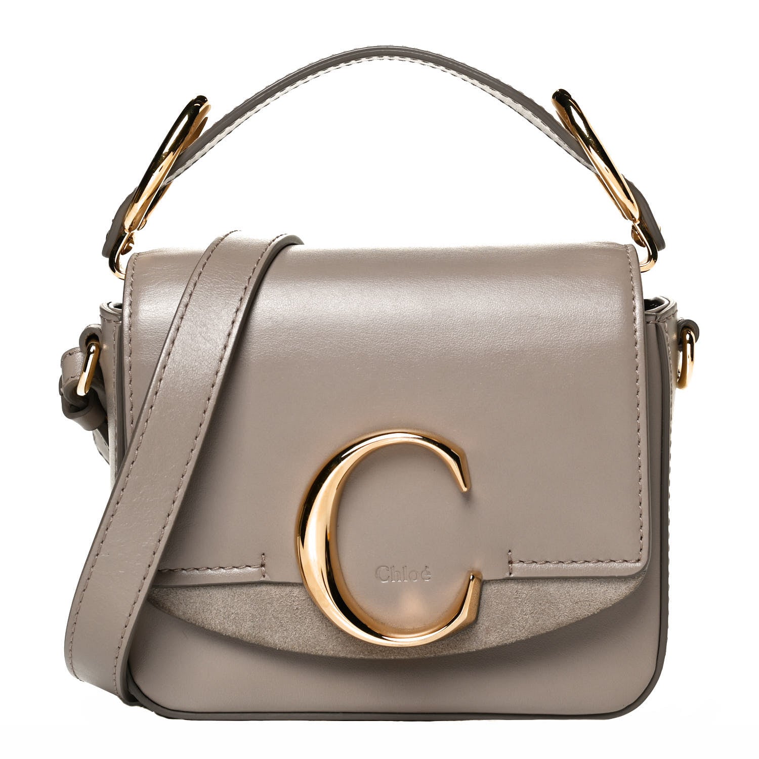 Chloe Shiny Calfskin Suede Mini C Double Carry Motty Grey 1 of 17
