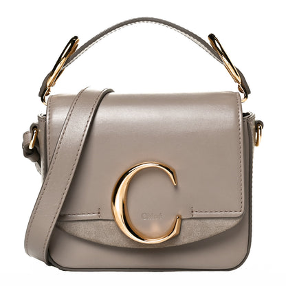 Chloe Shiny Calfskin Suede Mini C Double Carry Motty Grey 1 of 17