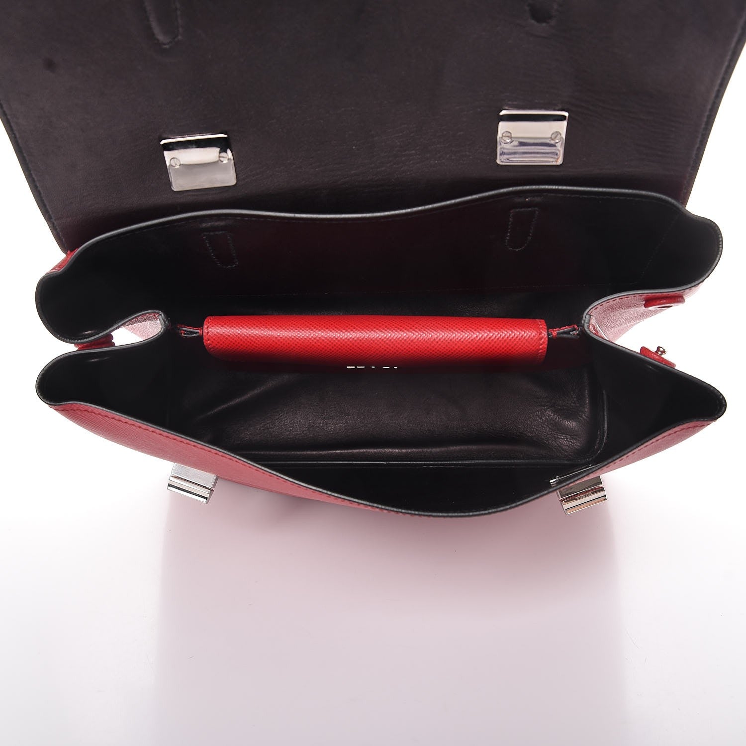 Prada Saffiano Cuir Convertible Top Handle Tote Fuoco 6 of 12