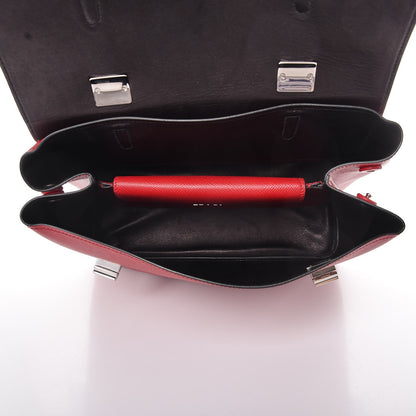 Prada Saffiano Cuir Convertible Top Handle Tote Fuoco 6 of 12