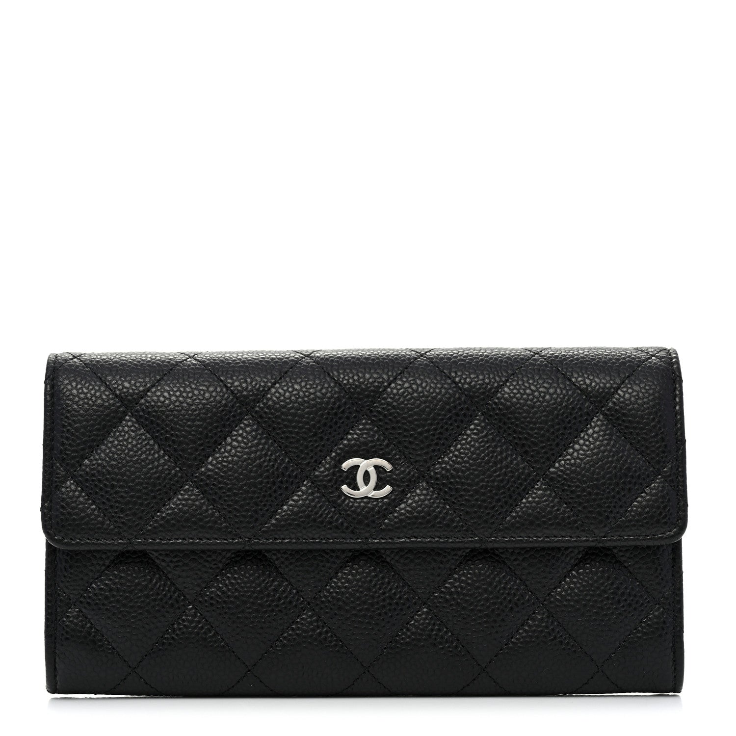 Chanel Caviar Quilted Large Gusset Flap Wallet Black 1 of 8