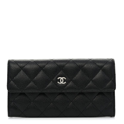 Chanel Caviar Quilted Large Gusset Flap Wallet Black 1 of 8