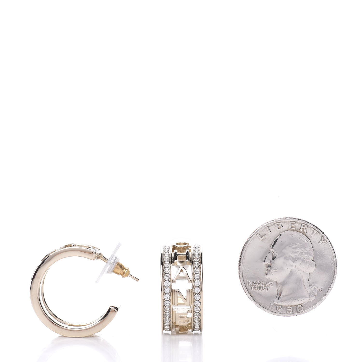 Chanel Metal Crystal Bow-tiful CC Hoop Earrings Gold 3 of 6