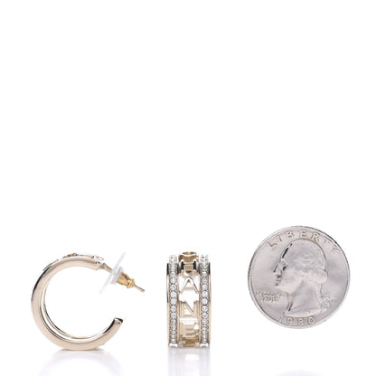 Chanel Metal Crystal Bow-tiful CC Hoop Earrings Gold 3 of 6