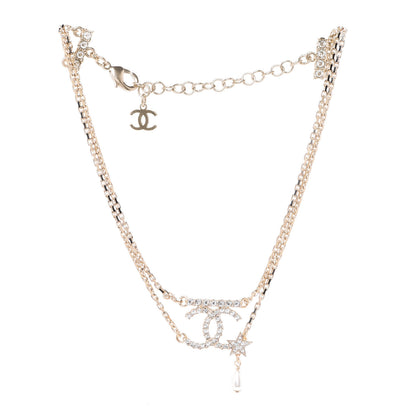 Chanel Pearl Crystal CC Star Choker Necklace Gold 3 of 6