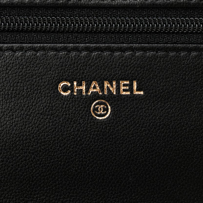 Chanel Lambskin Quilted CC Pearl Crush Wallet on Chain WOC Black 6 of 10