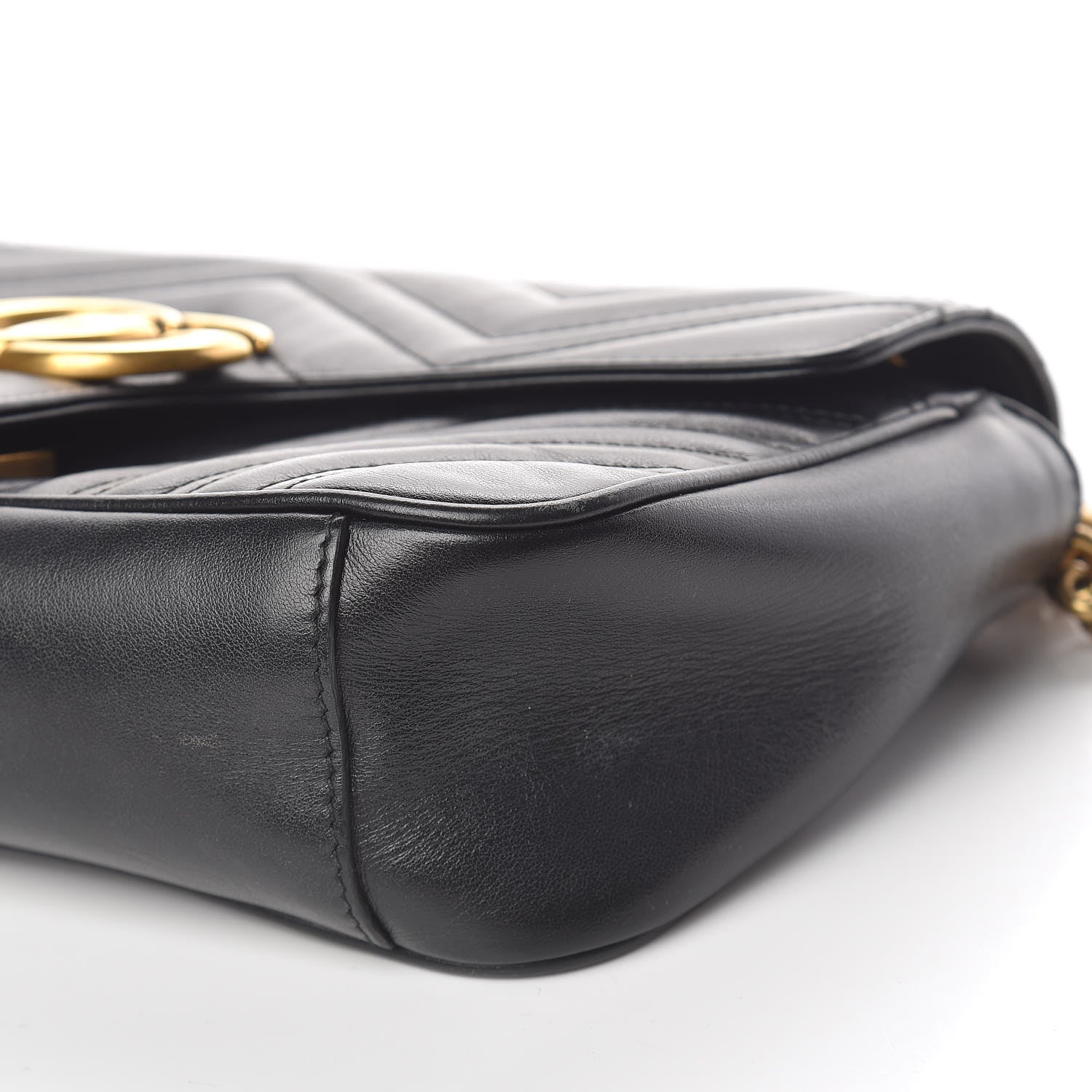 Gucci Calfskin Matelasse Small GG Marmont Shoulder Bag Black 9 of 14