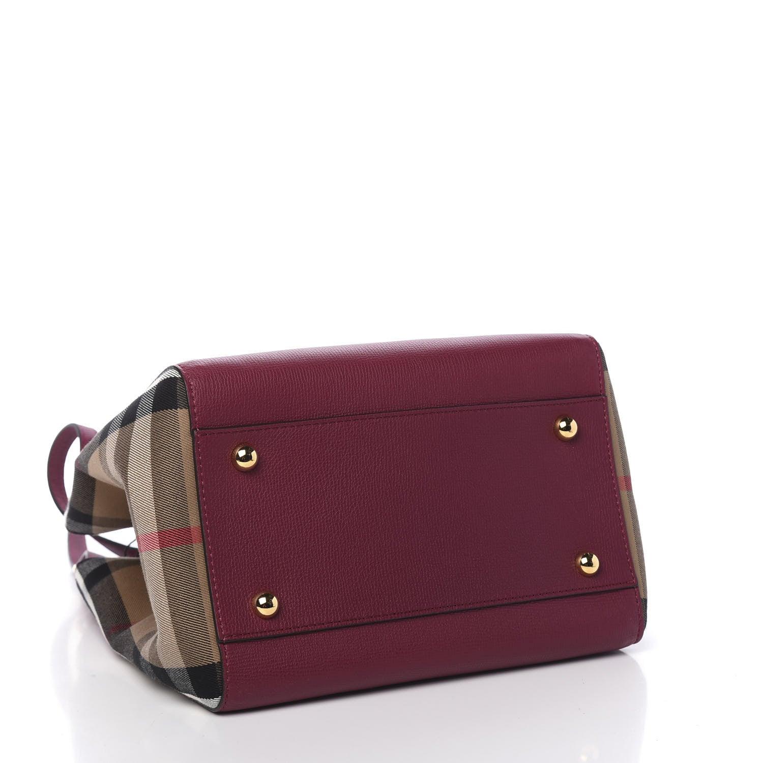 Burberry Grainy Calfskin House Check Small Canterbury Tote Berry Pink 3 of 12