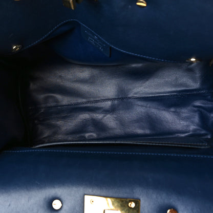 Salvatore Ferragamo Calfskin Medium Studio Bag Navy 6 of 10