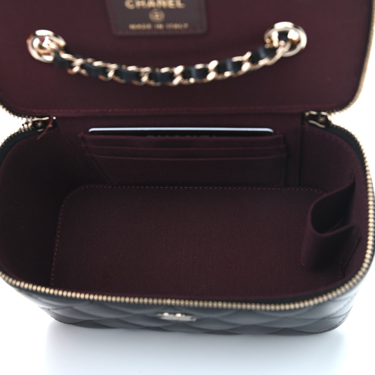 Chanel Lambskin Quilted Small Vanity Case With Chain Black 5 of 10