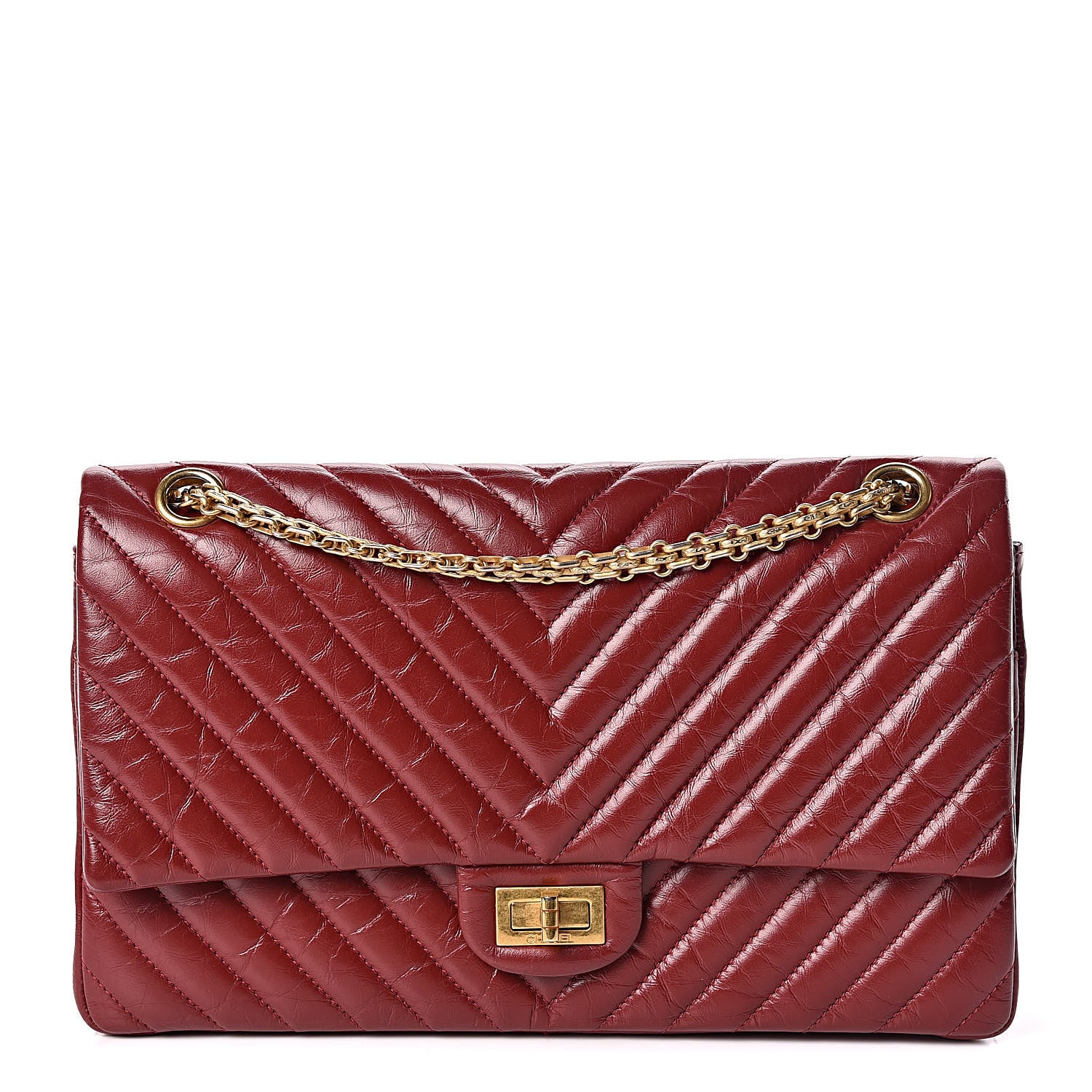 Chanel Aged Calfskin Chevron Quilted 2.55 Reissue 226 Flap Red 1 of 10