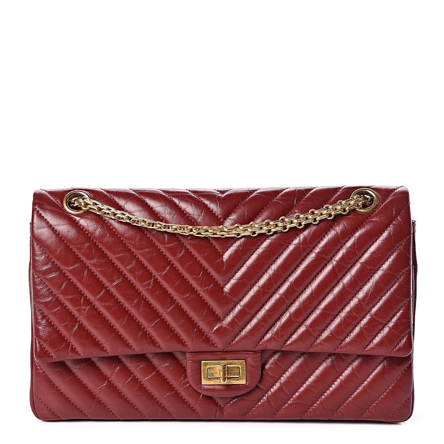 Aged Calfskin Chevron Quilted 2.55 Reissue 226 Flap Red