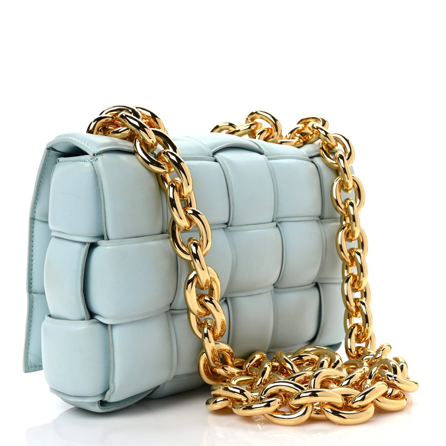 Lambskin Maxi Intreccio Padded Chain Cassette Crossbody Bag Spearmint