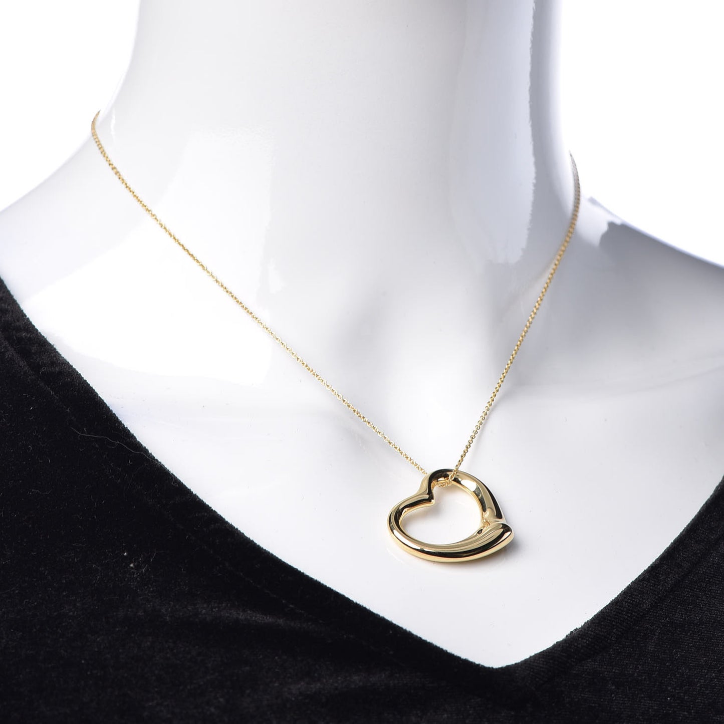 18K Yellow Gold Elsa Peretti Medium Open Heart Pendant Necklace