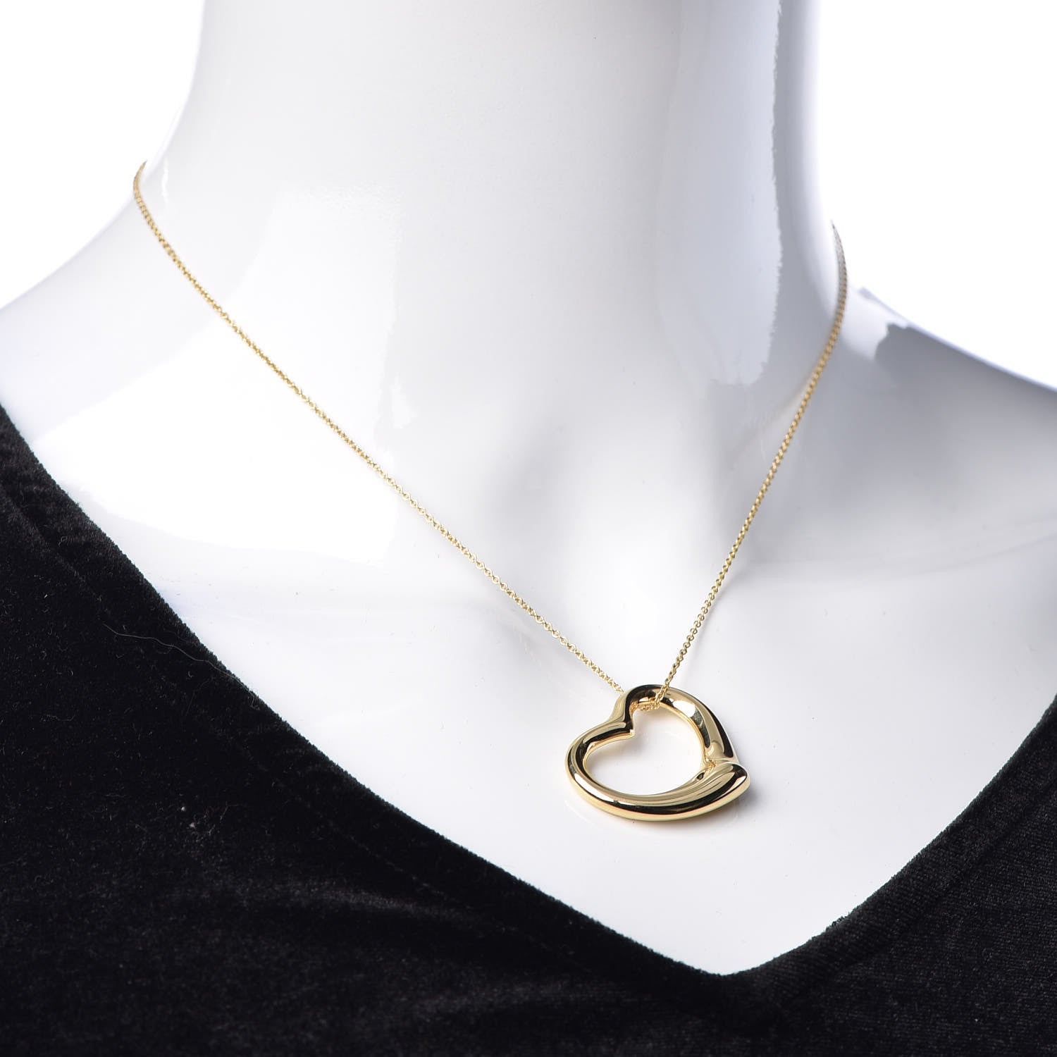 Tiffany 18K Yellow Gold Elsa Peretti Medium Open Heart Pendant Necklace 2 of 9