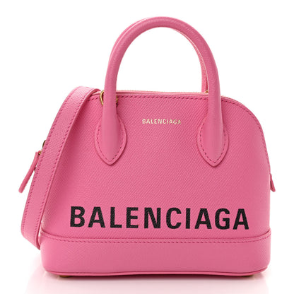Balenciaga Signature Grained Calfskin Logo XXS Ville Top Handle Bag Rose Bubblegum Black 1 of 10