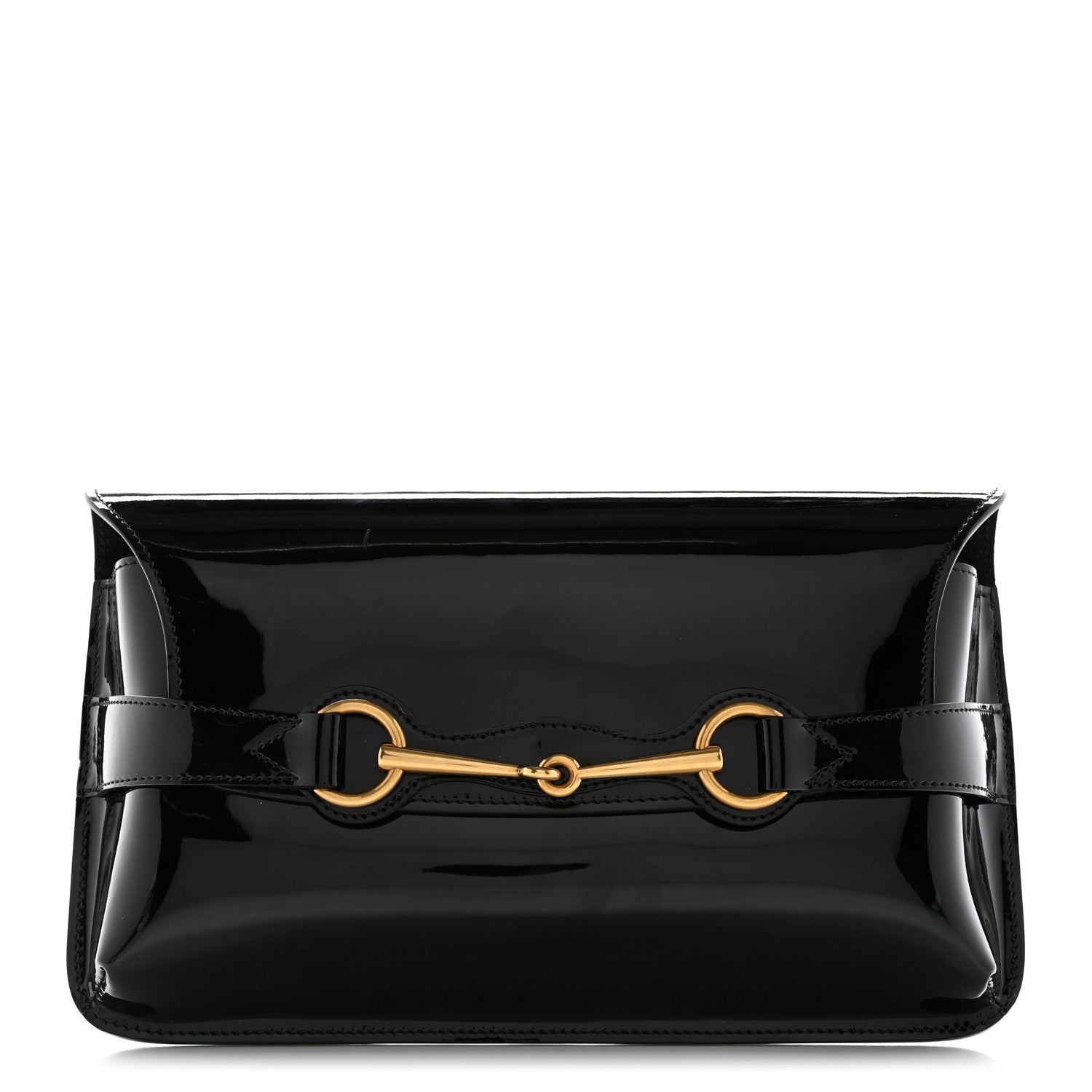 Gucci Patent Large Bright Bit Clutch Black 1 of 11