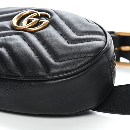 Gucci Calfskin Matelasse GG Marmont Belt Bag 85 34 Black 9 of 10