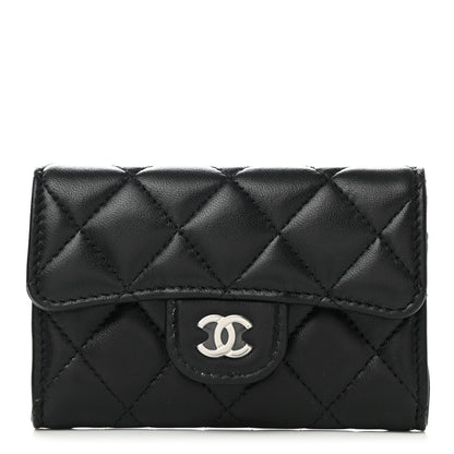 Chanel Lambskin Quilted Flap Card Holder Wallet Black 1 of 9