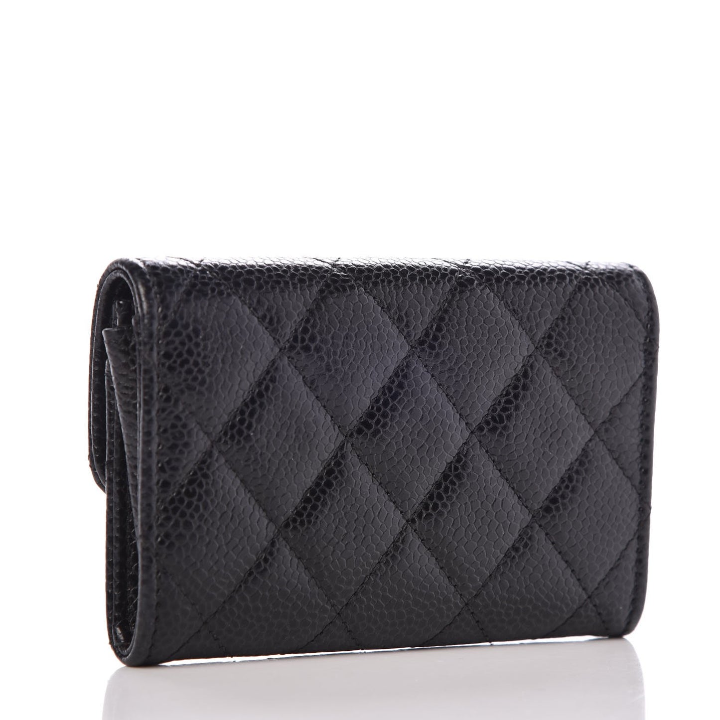Caviar Quilted Flap Card Holder Black