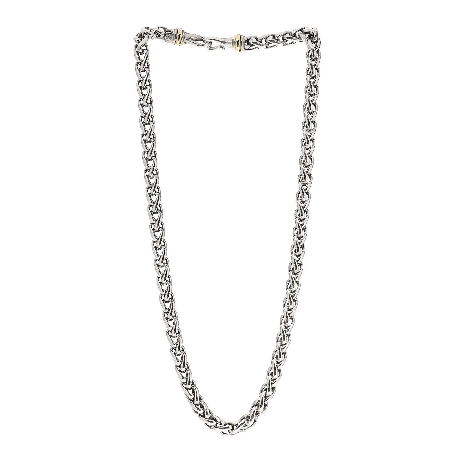 David Yurman Sterling Silver 14K Yellow Gold 8mm Wheat Chain Necklace 3 of 4