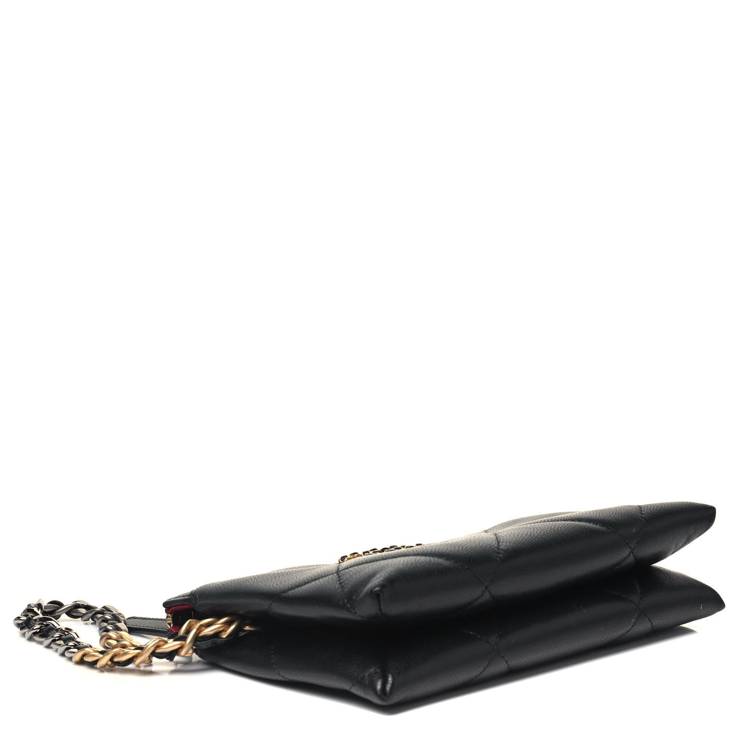 Chanel Shiny Goatskin Quilted Small Chanel 19 Pouch With Handle Black 4 of 11