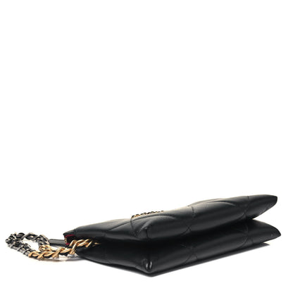 Chanel Shiny Goatskin Quilted Small Chanel 19 Pouch With Handle Black 4 of 11