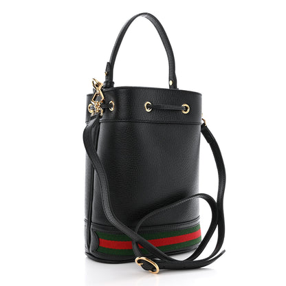 Gucci Glazed Textured Calfskin Web Small Ophidia Bucket Bag Black 3 of 10