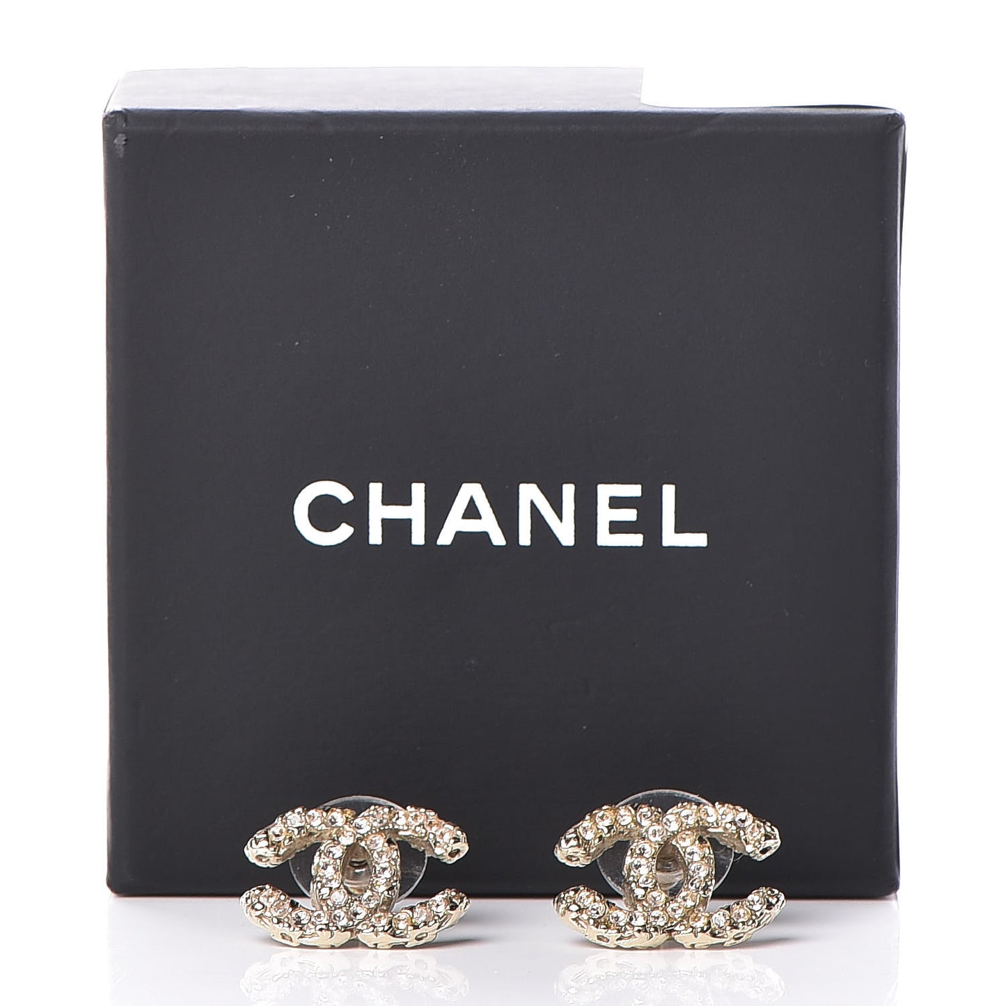 Crystal CC Earrings Light Gold