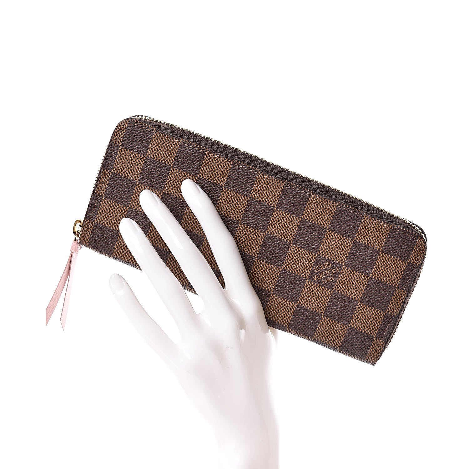Louis Vuitton Damier Ebene Clemence Wallet Rose Ballerine 2 of 8