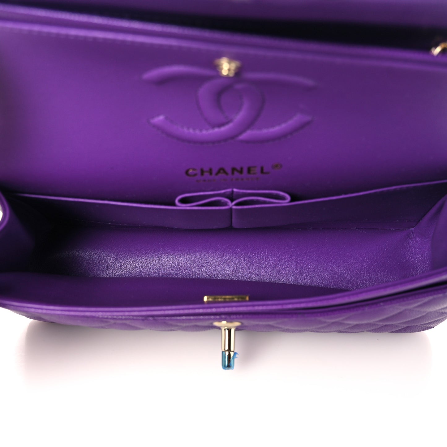 Caviar Quilted Small Double Flap Dark Purple