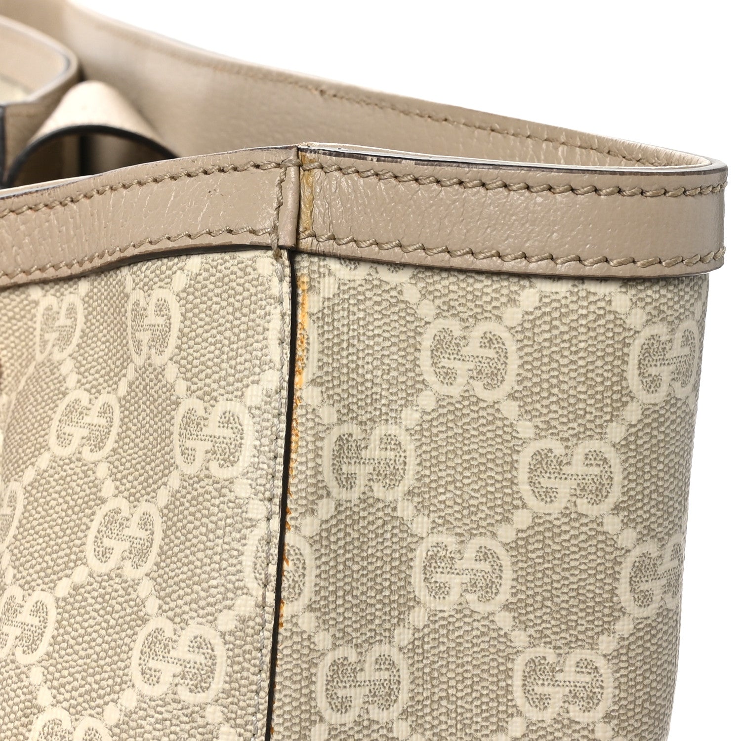 Gucci GG Supreme Monogram Textured Dollar Calfskin Web Medium Ophidia Shopping Tote Beige Mystic White Oatmeal 11 of 11