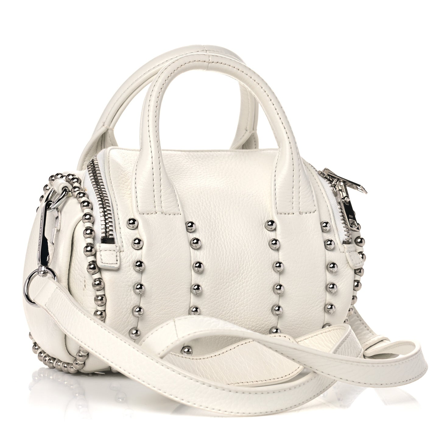 Calfskin Studded Mini Rockie White Rodium Hardware