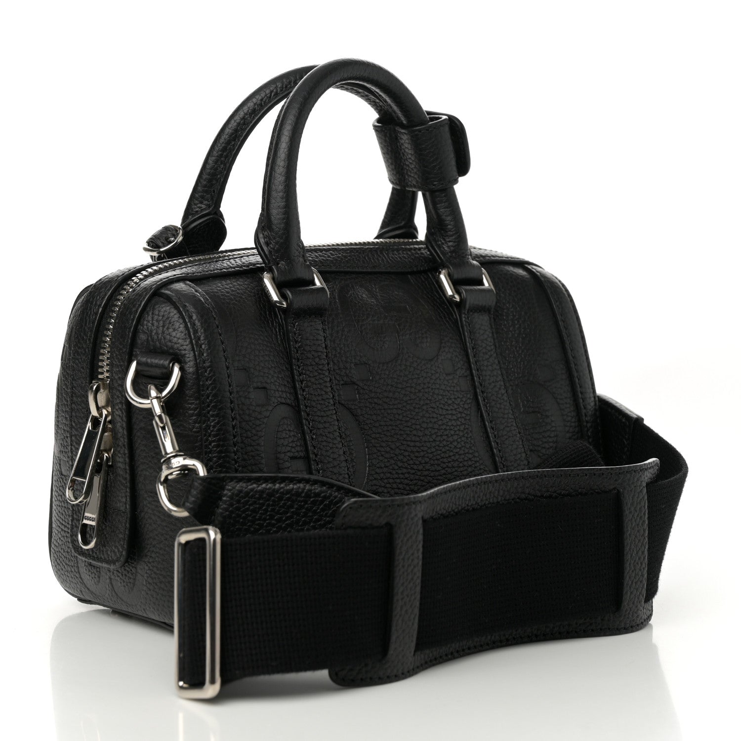 Gucci Piuma Calfskin Jumbo GG Embossed Mini Duffle Bag Black 3 of 11