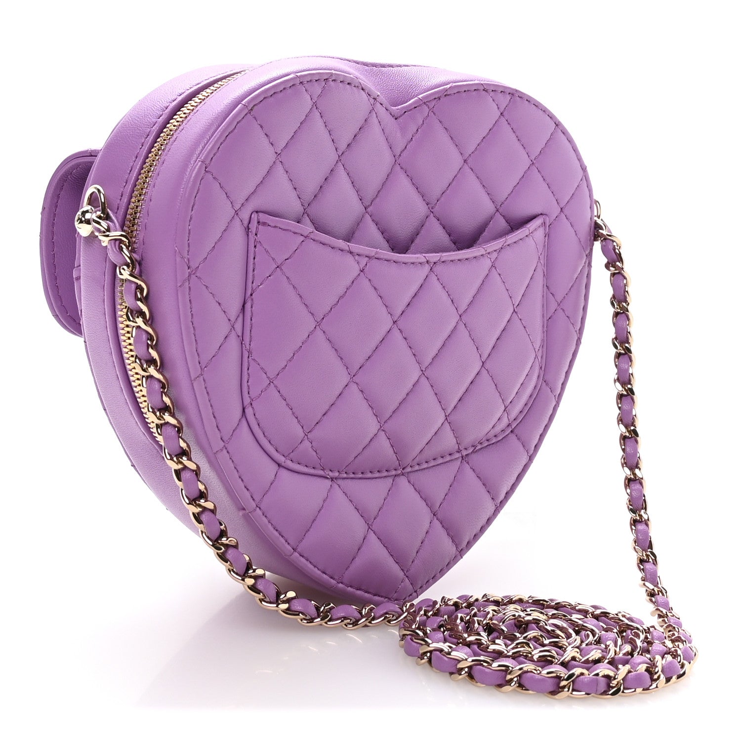 Chanel Lambskin Quilted CC In Love Heart Bag Purple 2 of 10