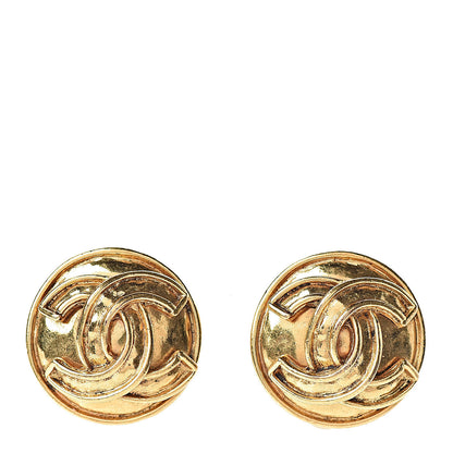Chanel CC Button Clip On Earrings Gold 1 of 4